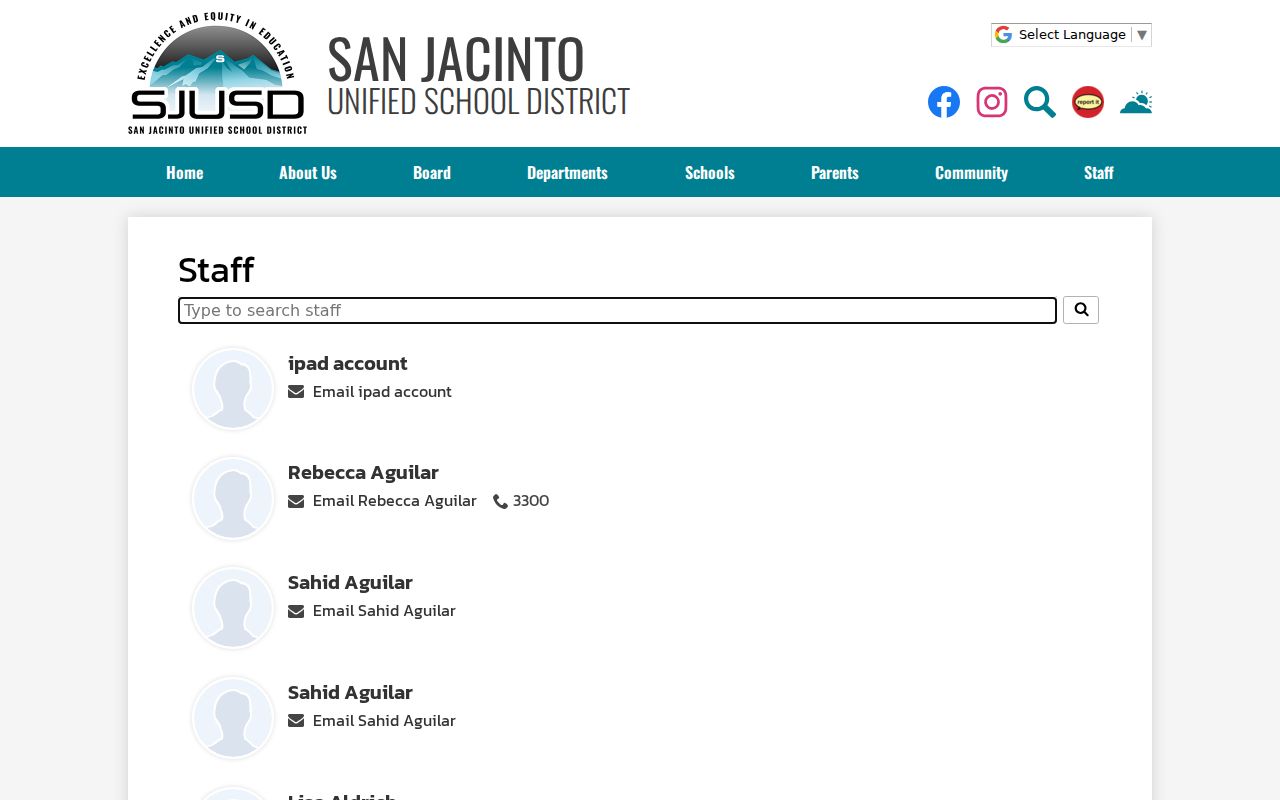 San Jacinto people directories SJUSD staff search