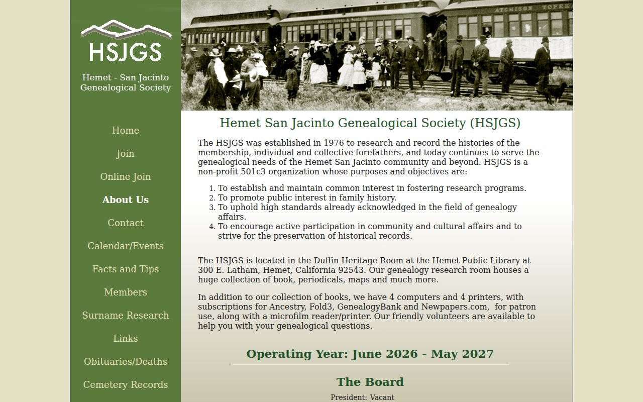 San Jacinto people directories Hemet genealogy room
