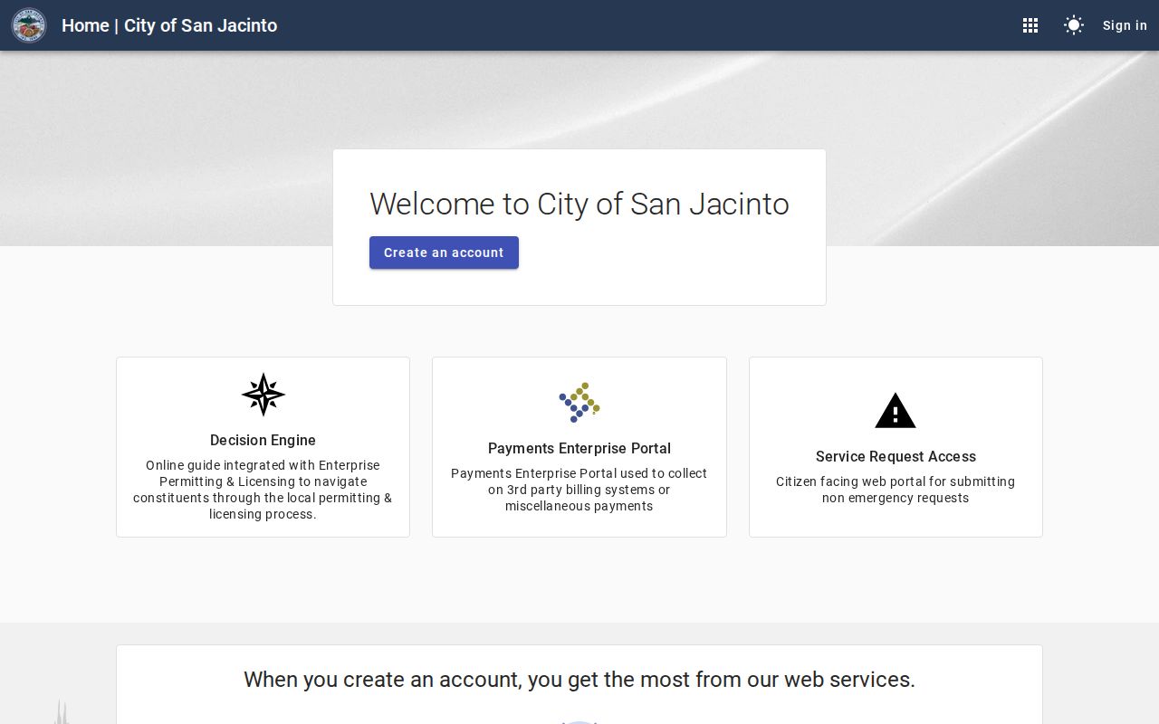 San Jacinto people directories permit and licensing portal