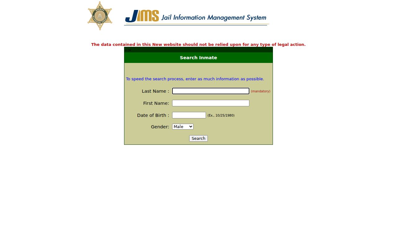 San Jacinto people directories Riverside inmate name search